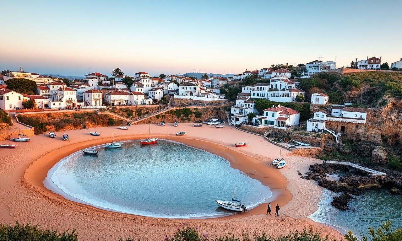 De steile straatjes en het strand van het vissersdorp Burgau