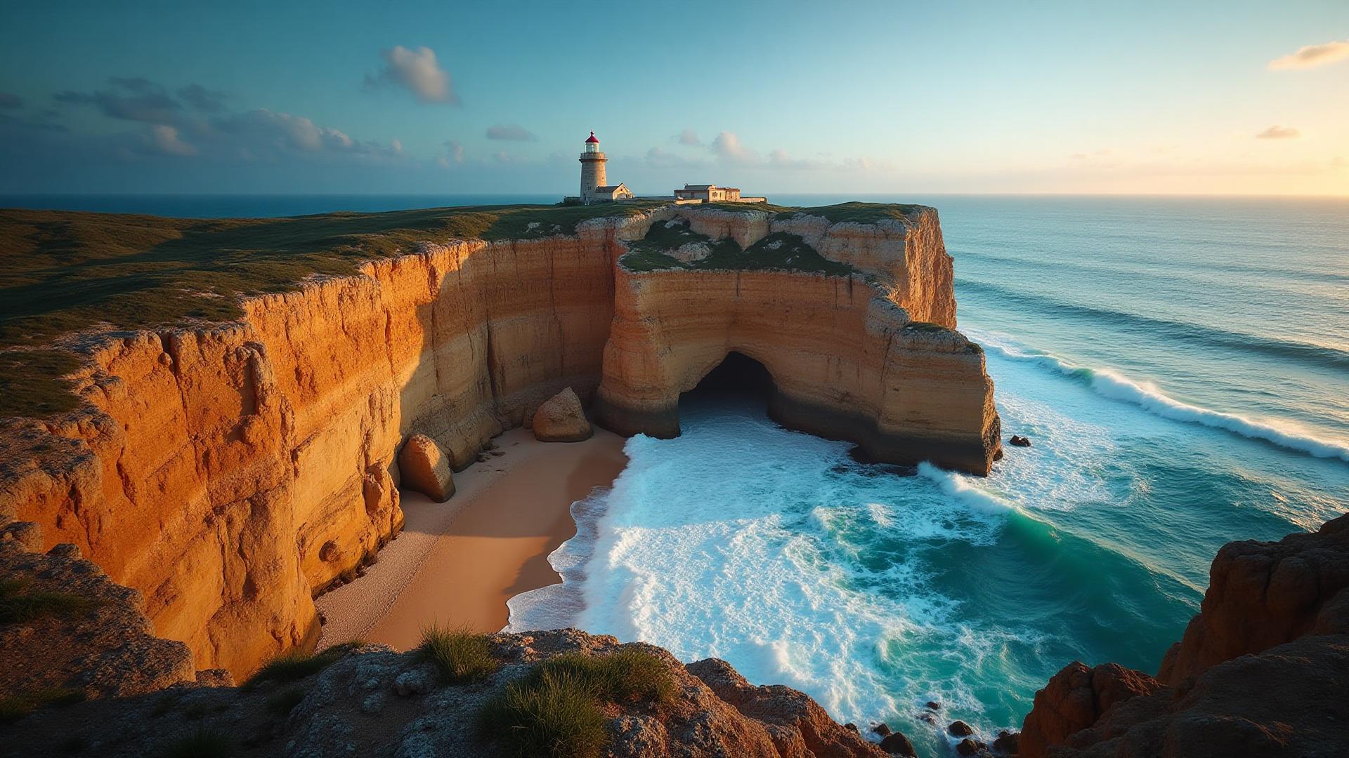 De steile kliffen en de vuurtoren van Cabo de São Vicente bij Sagres