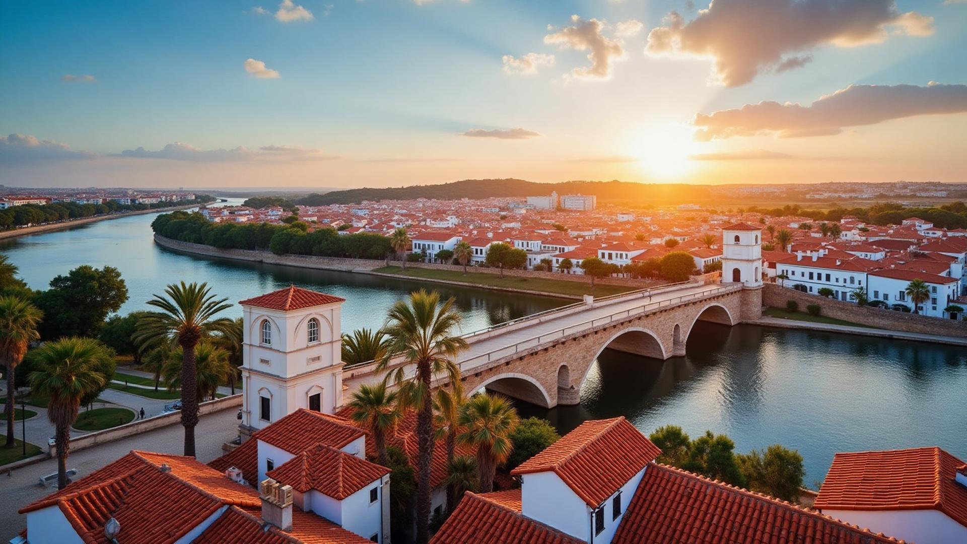 De Romeinse brug met zeven bogen over de rivier de Gilão in Tavira